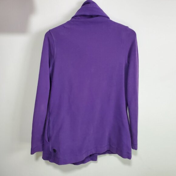 LULULEMON Savasana Wrap Cardigan Sweater Shawl Jacket Coat Purple Black Womens 8 - Picture 9 of 13